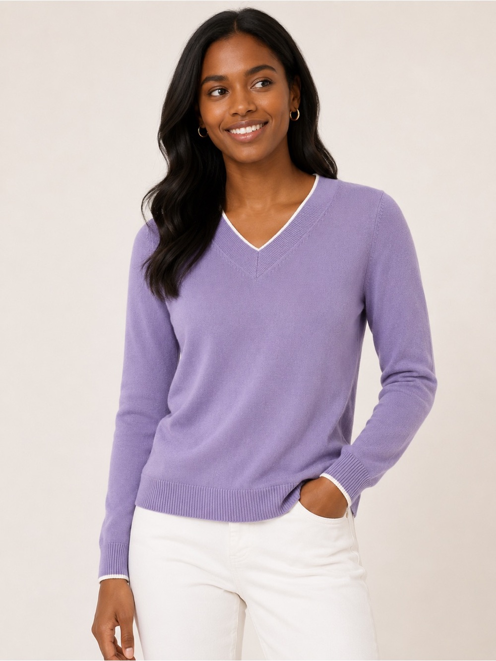 Brooks Brothers 346 Lavender V-Neck Sweater Small